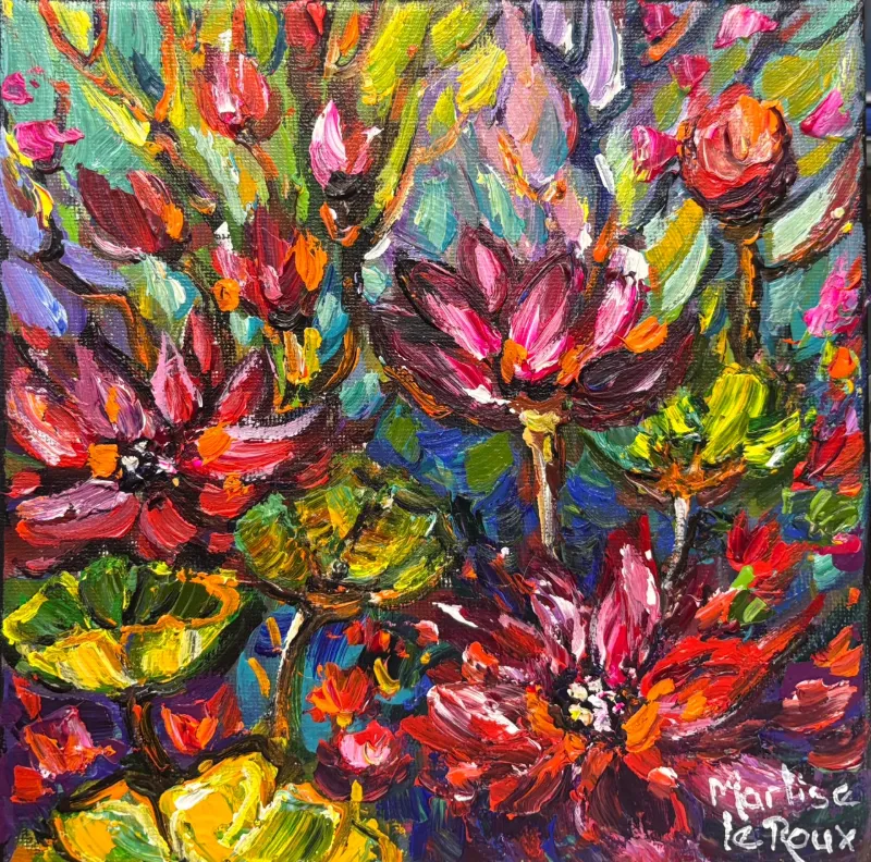 Flowers by Marlise Le Roux 200 x 200 mm (A42603) by Marlise Le Roux