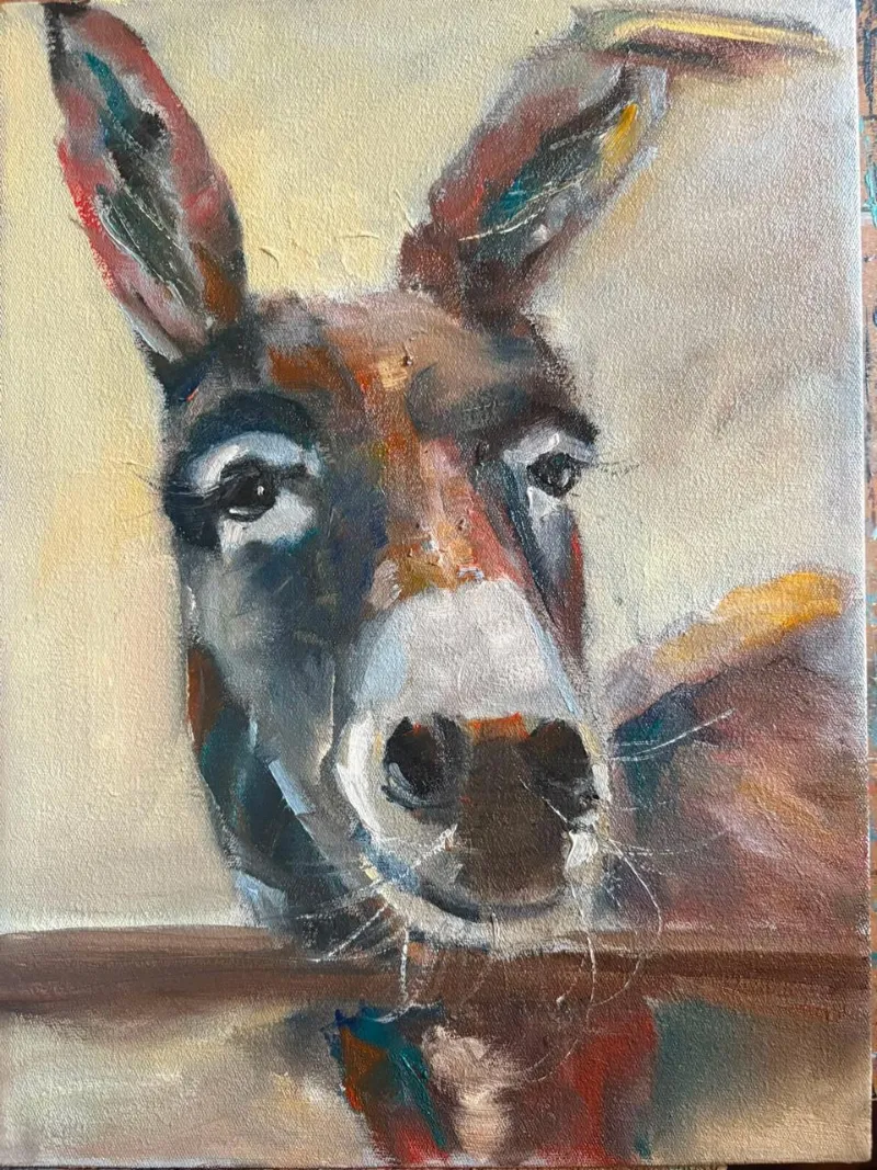 Donkey Oil Painting by Cornelie Wolff