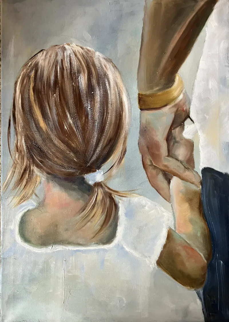Daddy's Girl Oil on Canvas by Cornelie Wolff