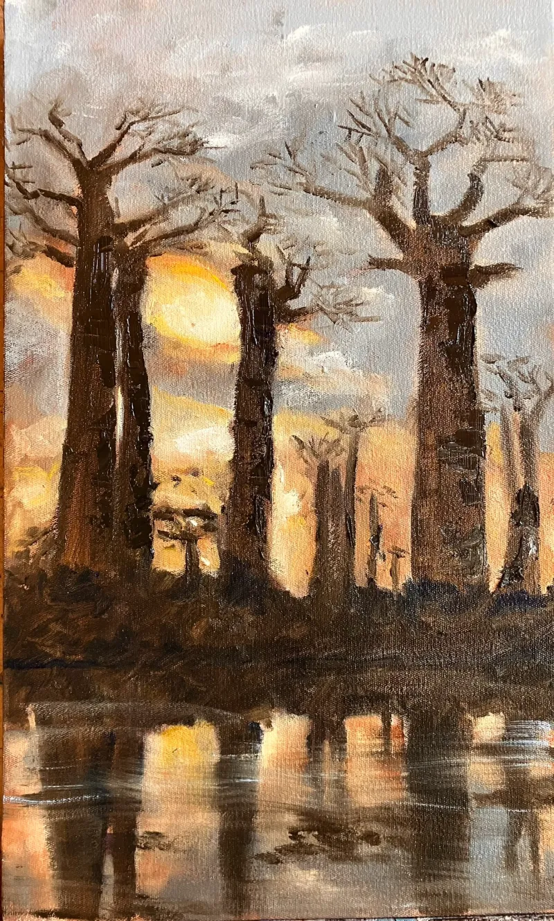 Baobab Reflections - Oil Painting by Cornelie Wolff