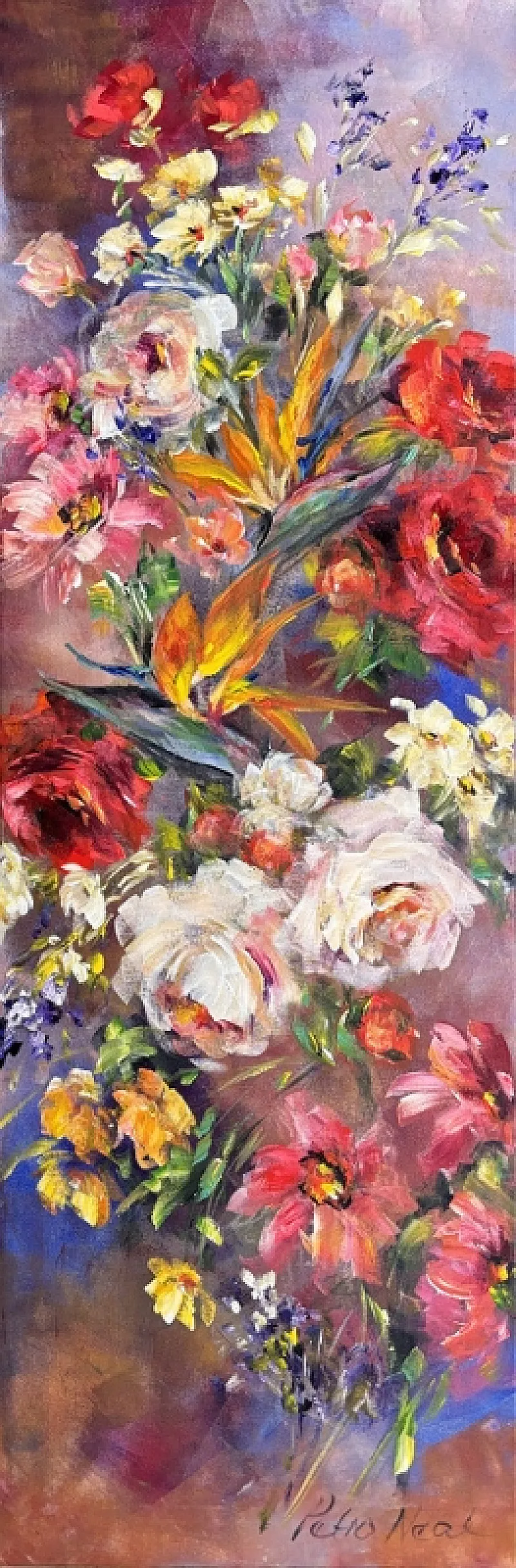 Colourful flowers 2 Acrylic Painting by Petro Neal 1220 x 400mm
