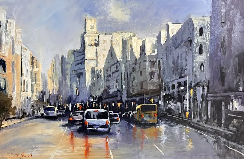 Street Scene by Stan Polson 620 x 930mm