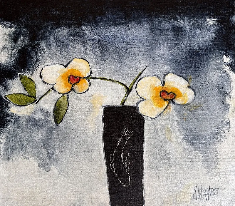 Black flowerpot by Michael Heyns 350 x 400mm
