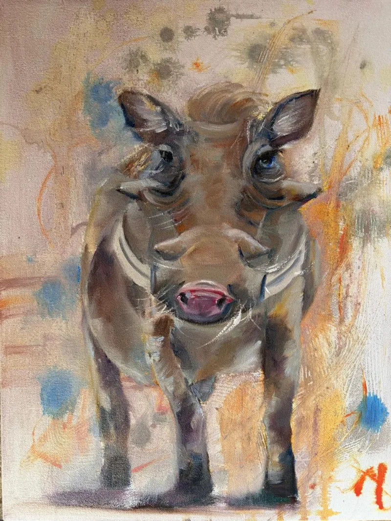 Warthog Mixed-Media Artwork