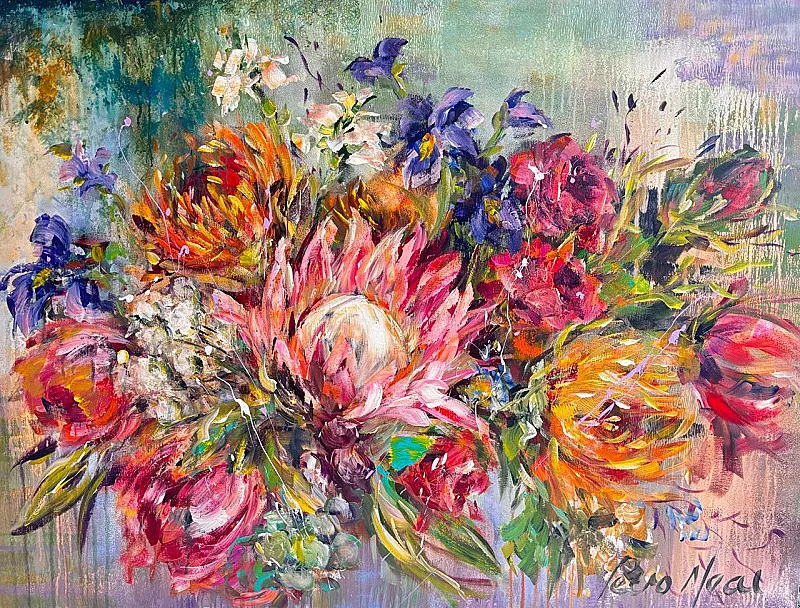 Proteas Acrylic Painting by Petro Neal 760 x 1020mm