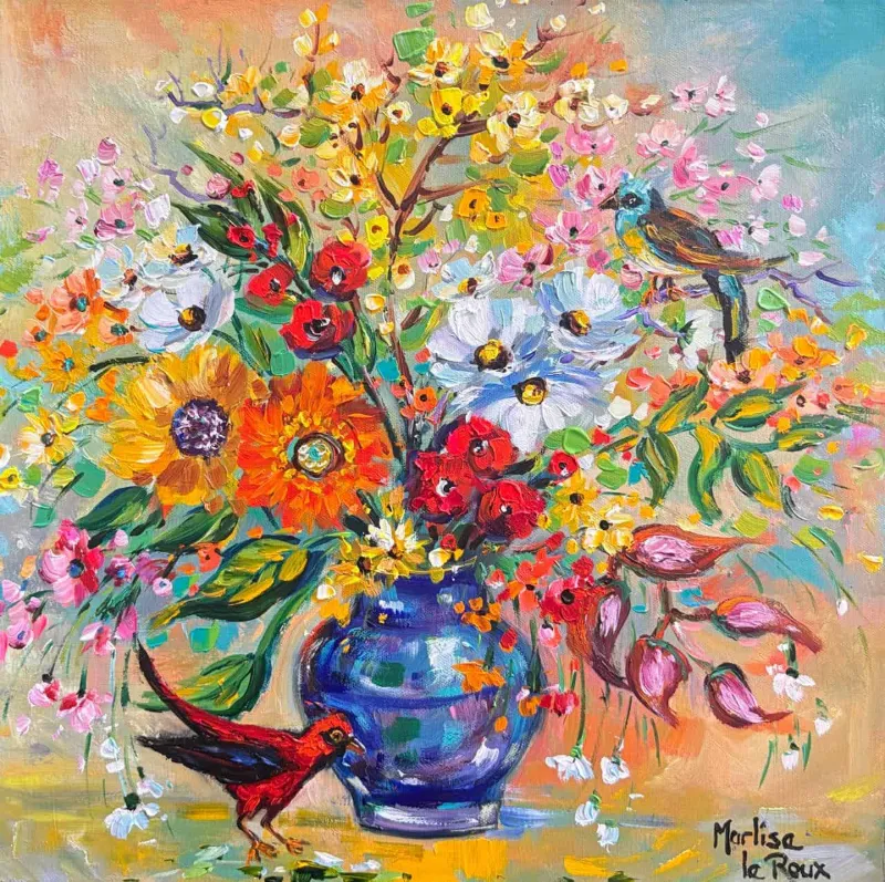 Flower by Marlise Le Roux 400 x 400 mm (A42404) by Marlise Le Roux