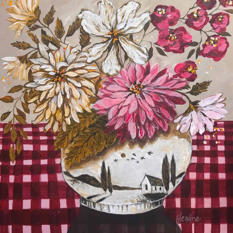 Delft still life by Glendine 400 x 400 mm by Glendine