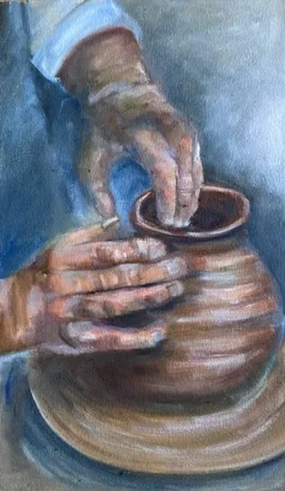 The Potter - Oil Painting by Cornelie Wolff