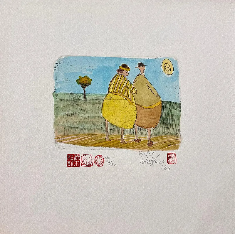 Fattis & Monis Etching By Pieter van der Westhuizen 140 x 150mm