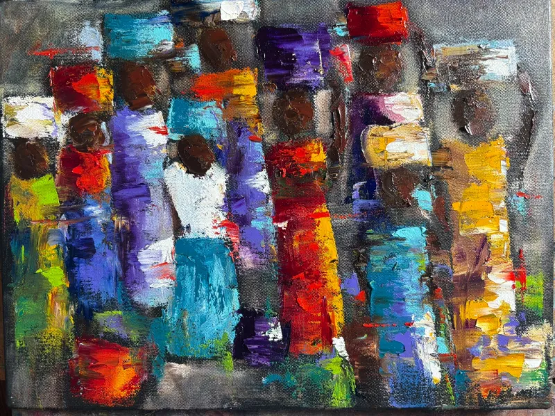 The Crowd Original Oil Painting by Cornelie Wolff