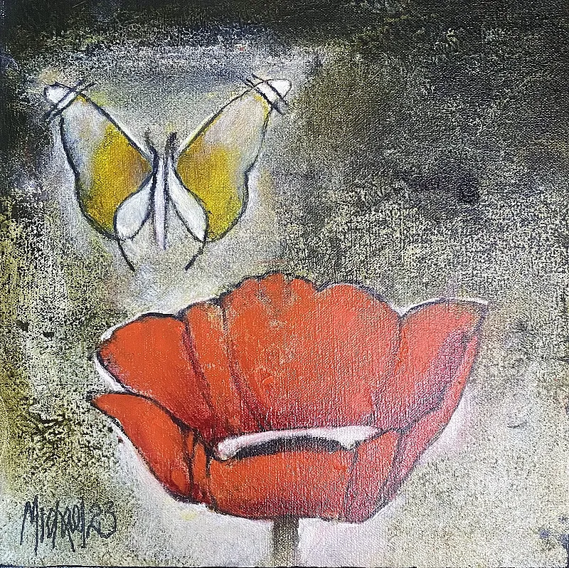Poppy in red by Michael Heyns 250 x 250mm