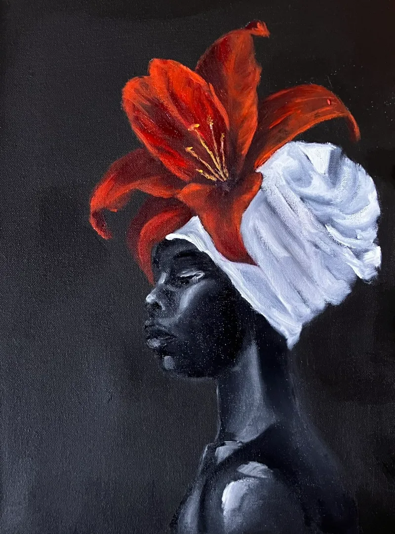 Red Flower - Oil Painting by Cornelie Wolff