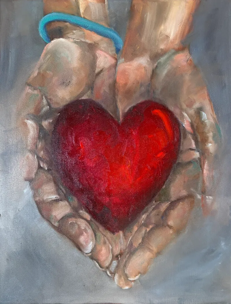 Heart Oil on Canvas by Cornelie Wolff