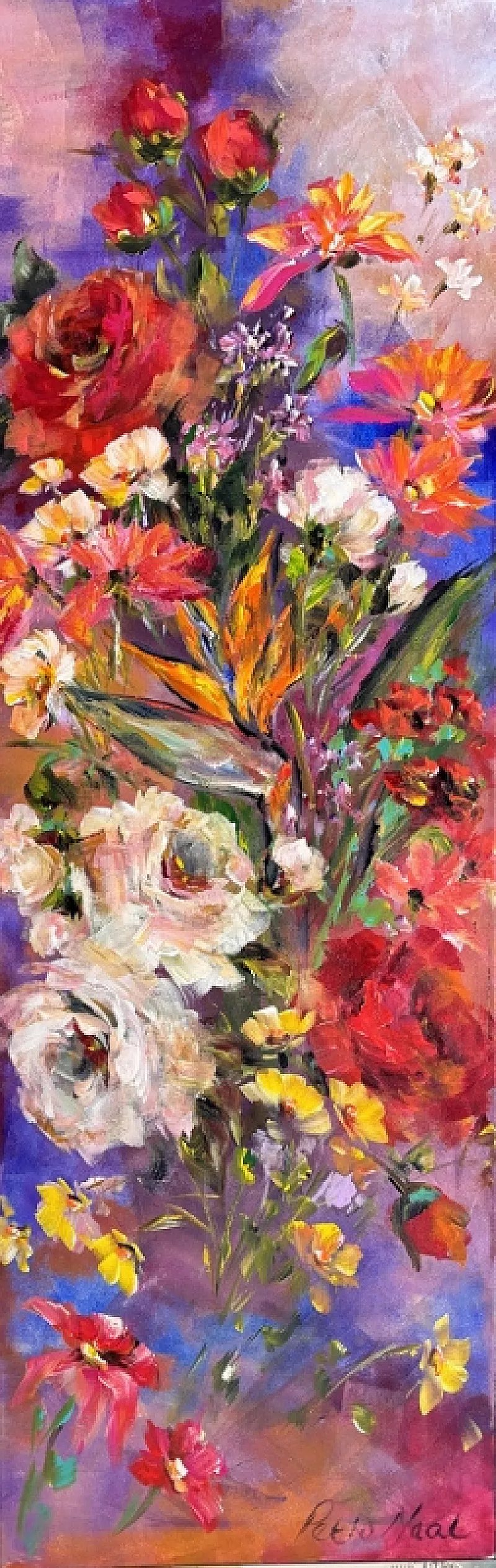 Colourful flowers Acrylic Painting by Petro Neal 1220 x 400mm
