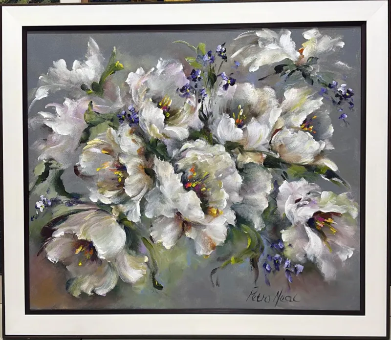 White flowers by Petro Neal 1000 x 850 mm by Petro Neal
