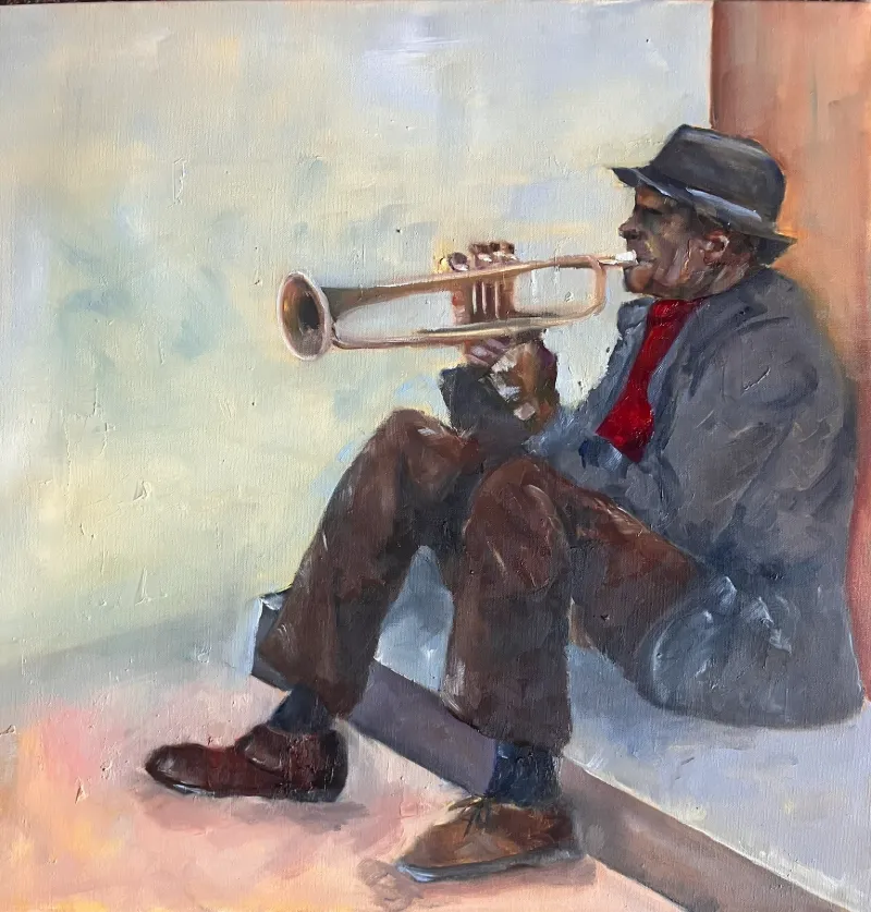 Melancholy Man Original Oil Painting by Cornelie Wolff