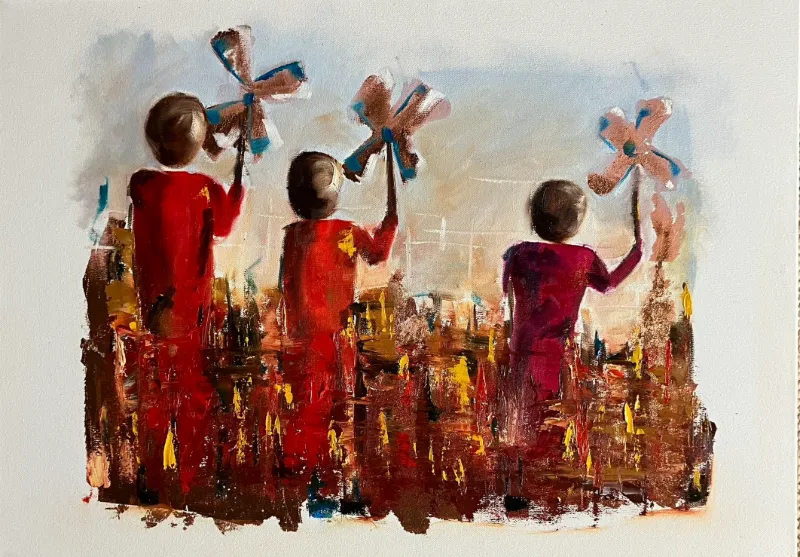 Playing Oil on Canvas by Cornelie Wolff