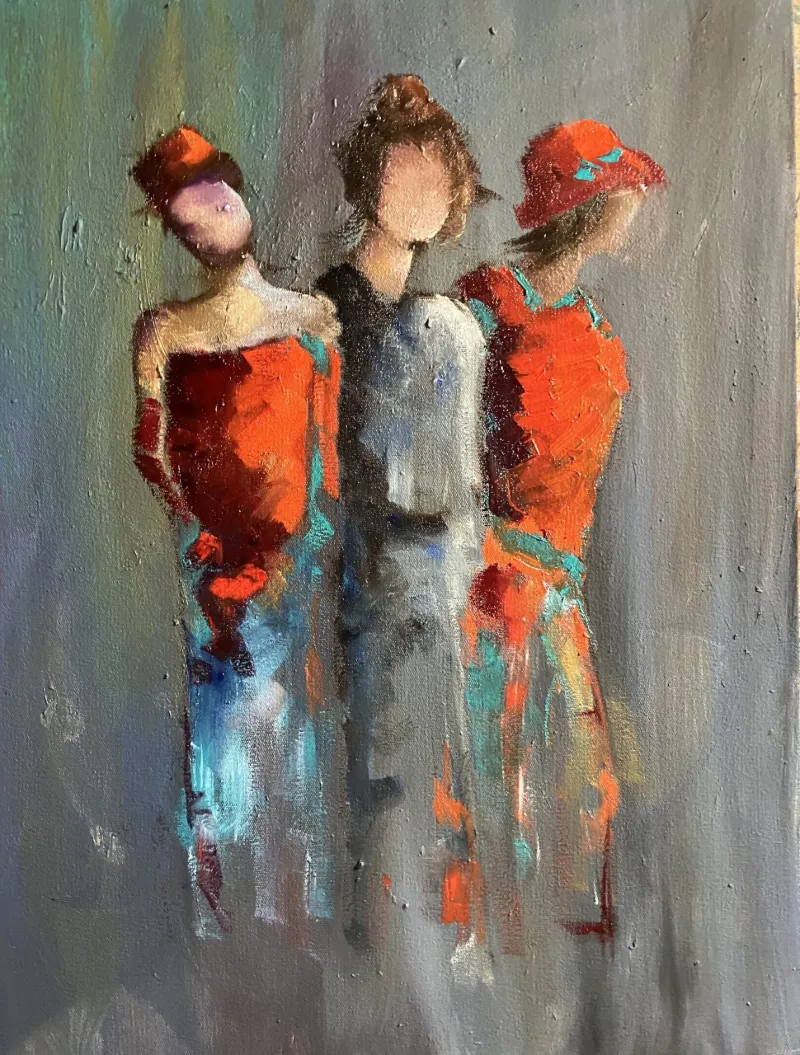 Three Sisters Oil on Canvas by Cornelie Wolff