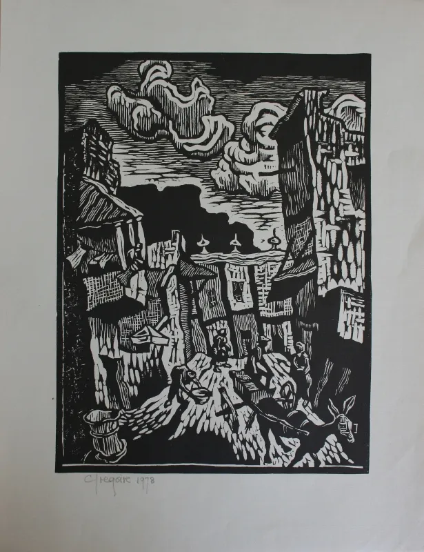 Linocut On Paper (A35174) by Gregoire Boonzaier
