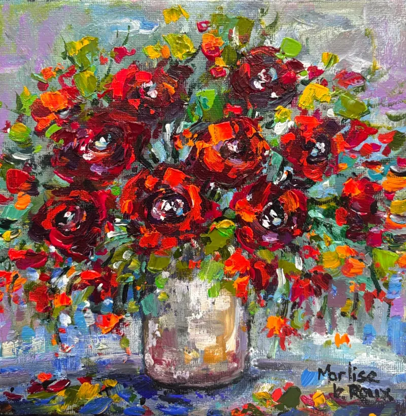 Flowers by Marlise Le Roux 200 x 200 mm (A42596) by Marlise Le Roux